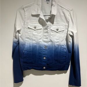 525 Ombré Denim Jacket in White Fading to Blue
